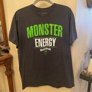 MONSTER ENERGY Gray Graphic T-Shirt Size Large-Unisex